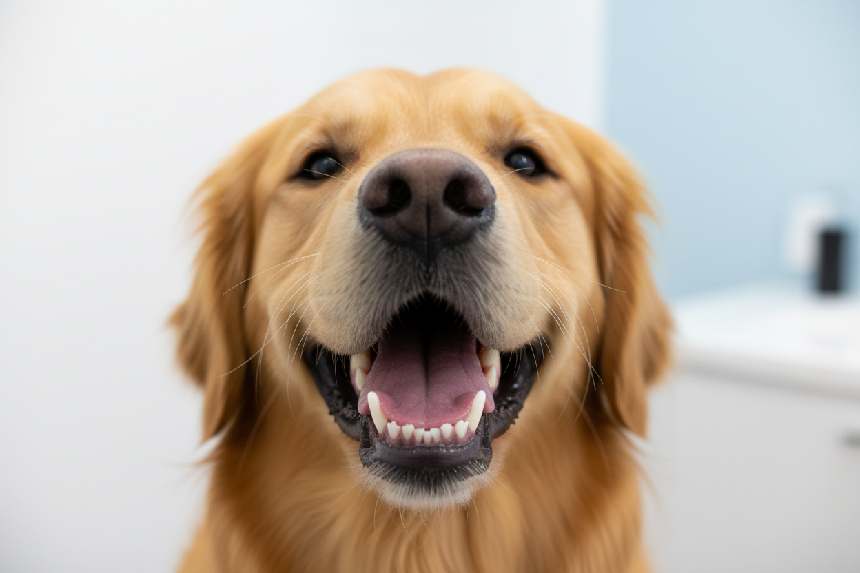 Chien avec des dents saines